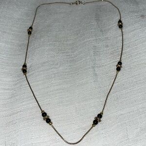 Vintage gold tone black love knot bead chain cluster chain necklace spring